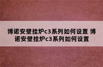 博诺安壁挂炉c3系列如何设置 博诺安壁挂炉c3系列如何设置